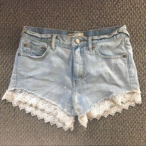 Free People Denim Lace Shorts